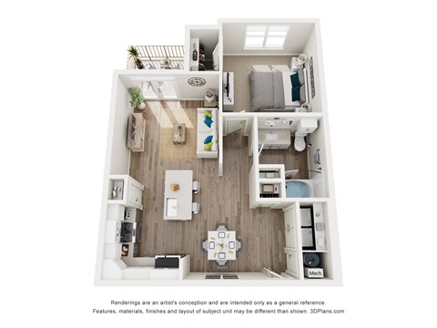 a 1 bedroom floor plan with a bathroom and a living room
